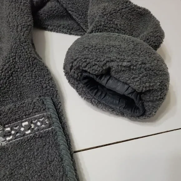 Outbrook Coat Women M Fleece Jacket Grey long Sleeve Button Patch Pockets Collar - Picture 4 of 14